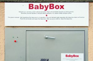 Baby box or foundling wheel for receiving unwanted infants