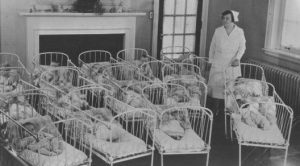 Cots Close together Maternity hospital 1920s
