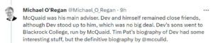 Former Irish Times journalist, Michael O'Regan, in childish name calling.