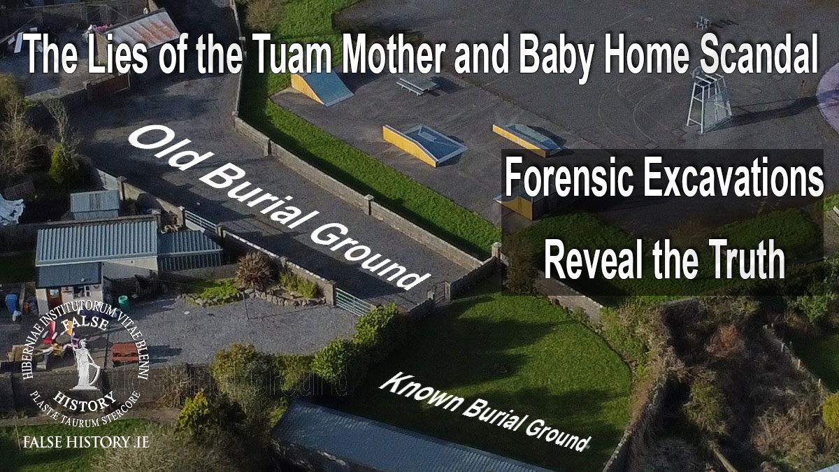Aerial shot of the Tuam Mother and Baby home burial grounds. Showing the lies behind 796 buried in a septic tank